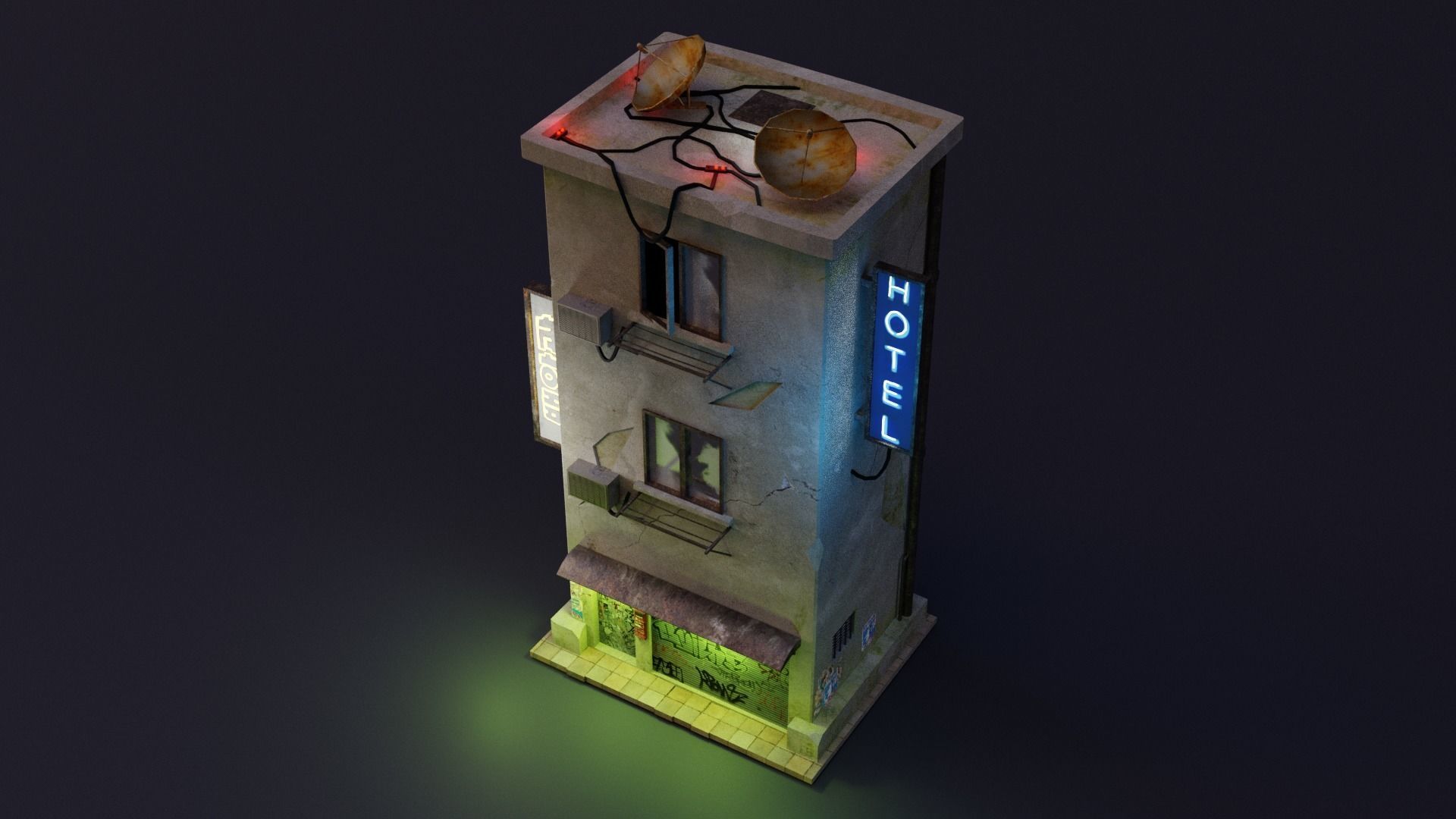 Cyberpunk Building 2 Low-poly 3D model_1