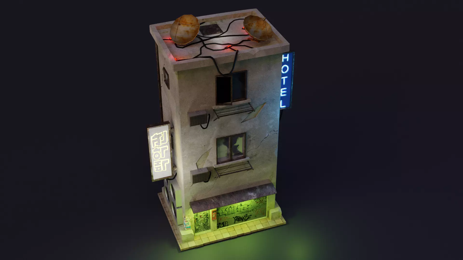 Cyberpunk Building 2 Low-poly 3D model_0