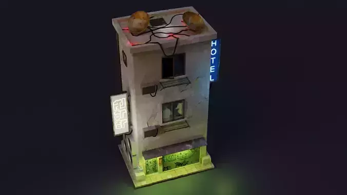 Cyberpunk Building 2 Low-poly 3D model
