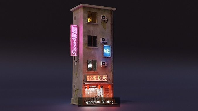 Cyberpunk Buildings 3D Model Pack 3