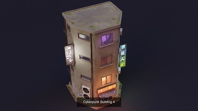 Cyberpunk Buildings 3D Model Pack 4