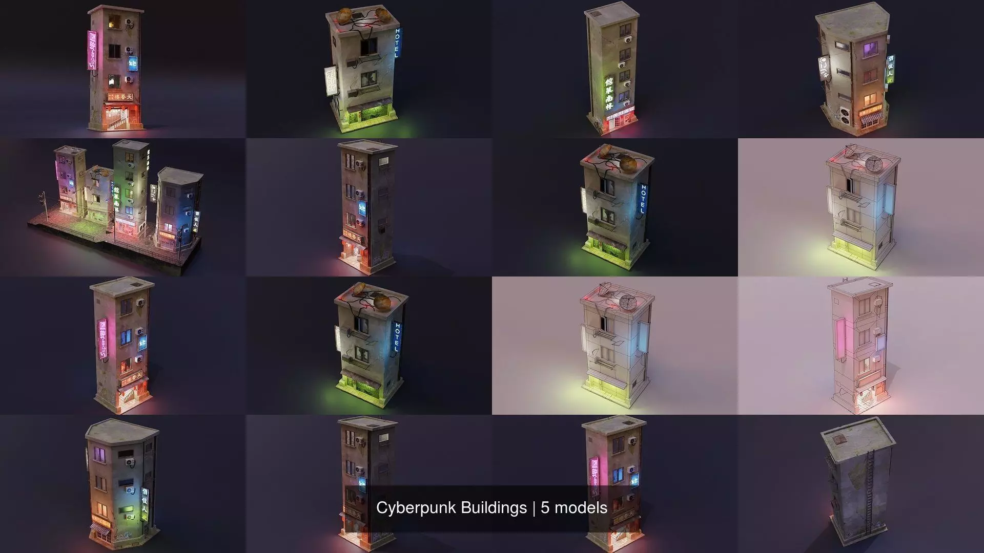 Cyberpunk Buildings 3D Model Collection_1