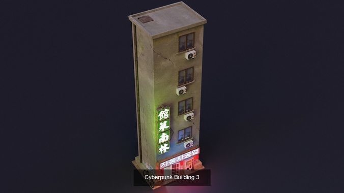 Cyberpunk Buildings 3D Model Pack 5