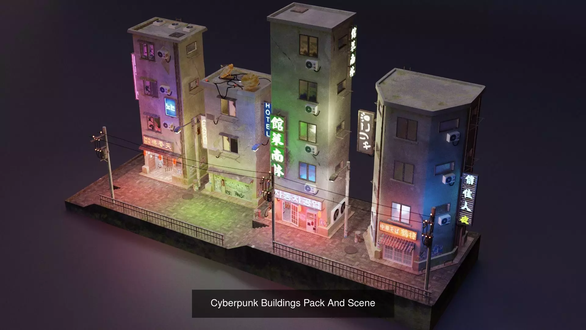 Cyberpunk Buildings 3D Model Collection_0