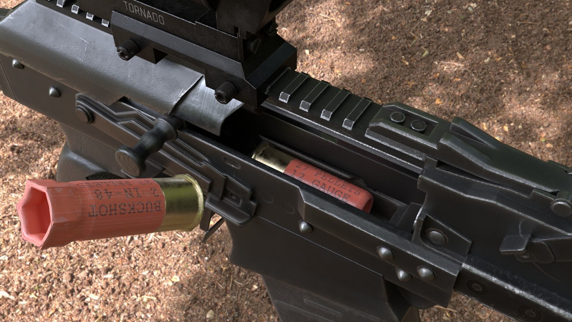 ASR-12 Automatic Combat Shotgun Low-poly 3D model_10
