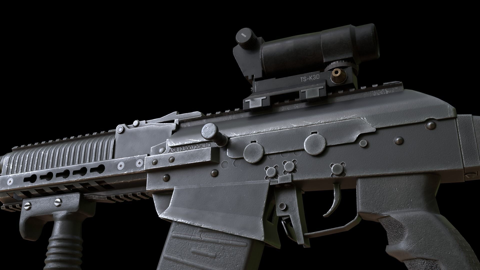 ASR-12 Automatic Combat Shotgun Low-poly 3D model_9