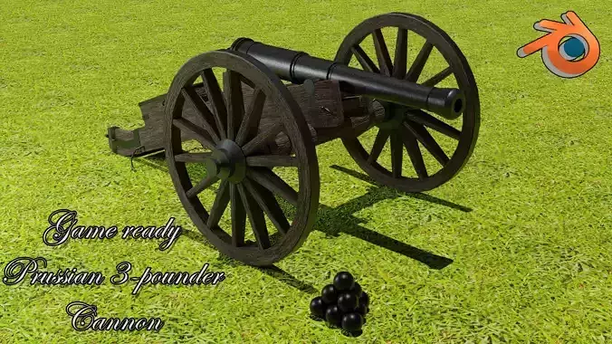 Prussian 3-pounder cannon Low-poly 3D model