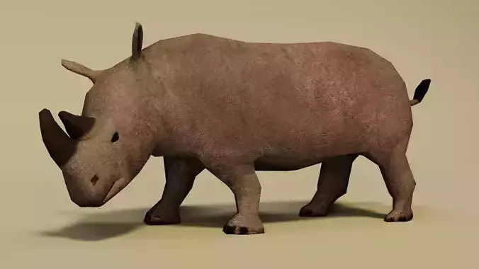 Low Poly Rhinoceros Rigged 3D model