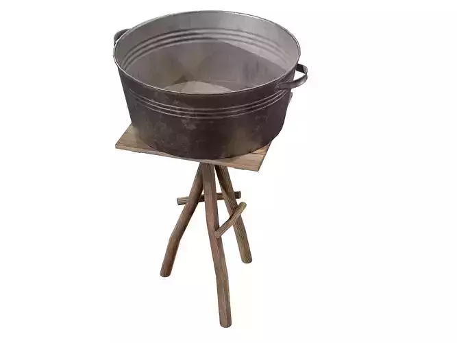 Metal Basin Water and Wood Table