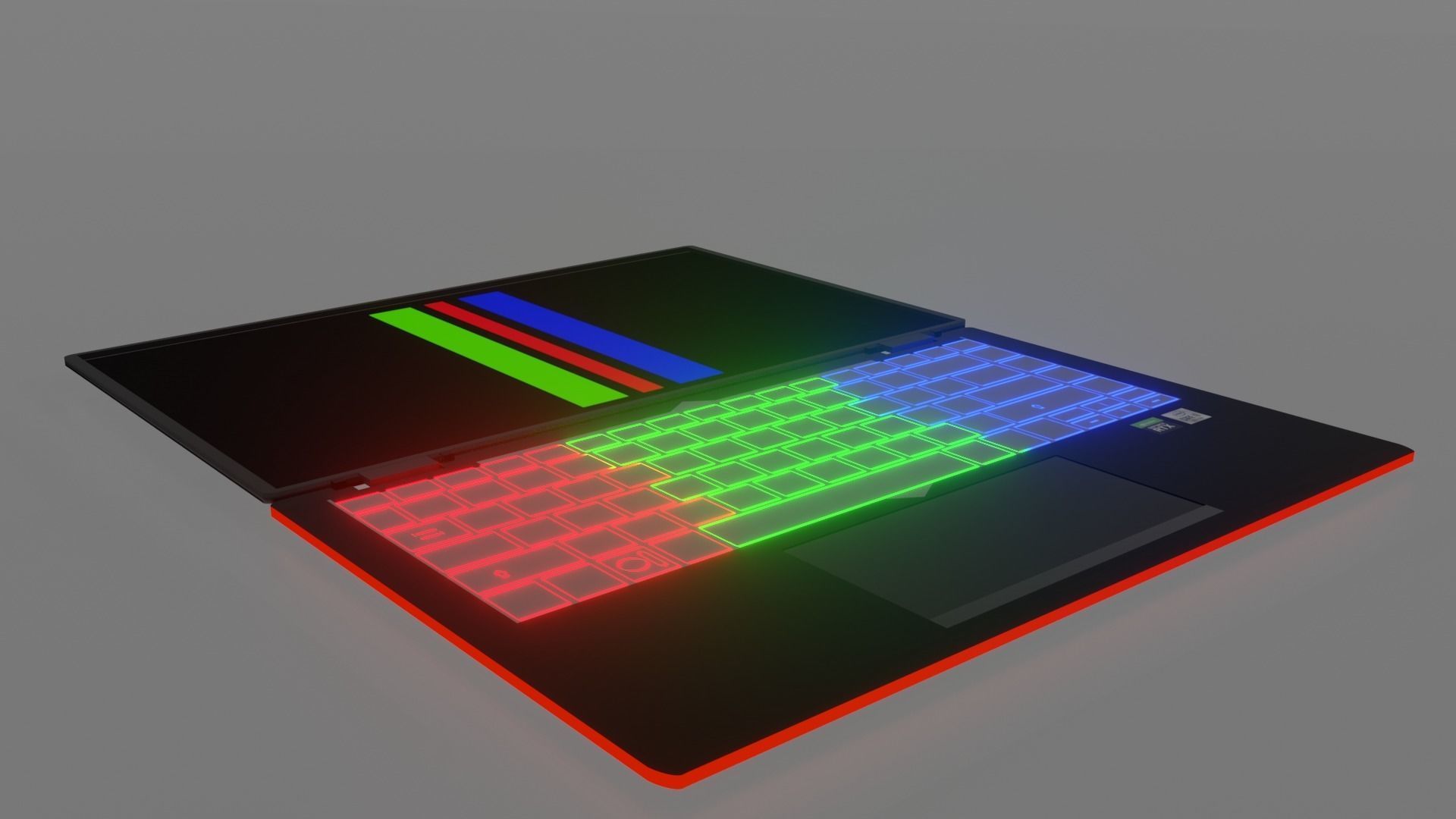 Gaming Laptop RGB Free low-poly 3D model_4