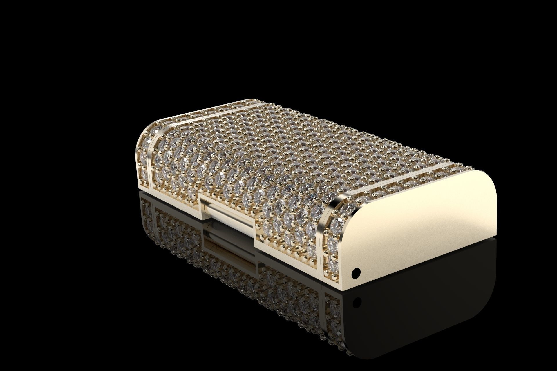13mm X 1inch Cuban chain Lock  with two stones sizes models 3D print model_5