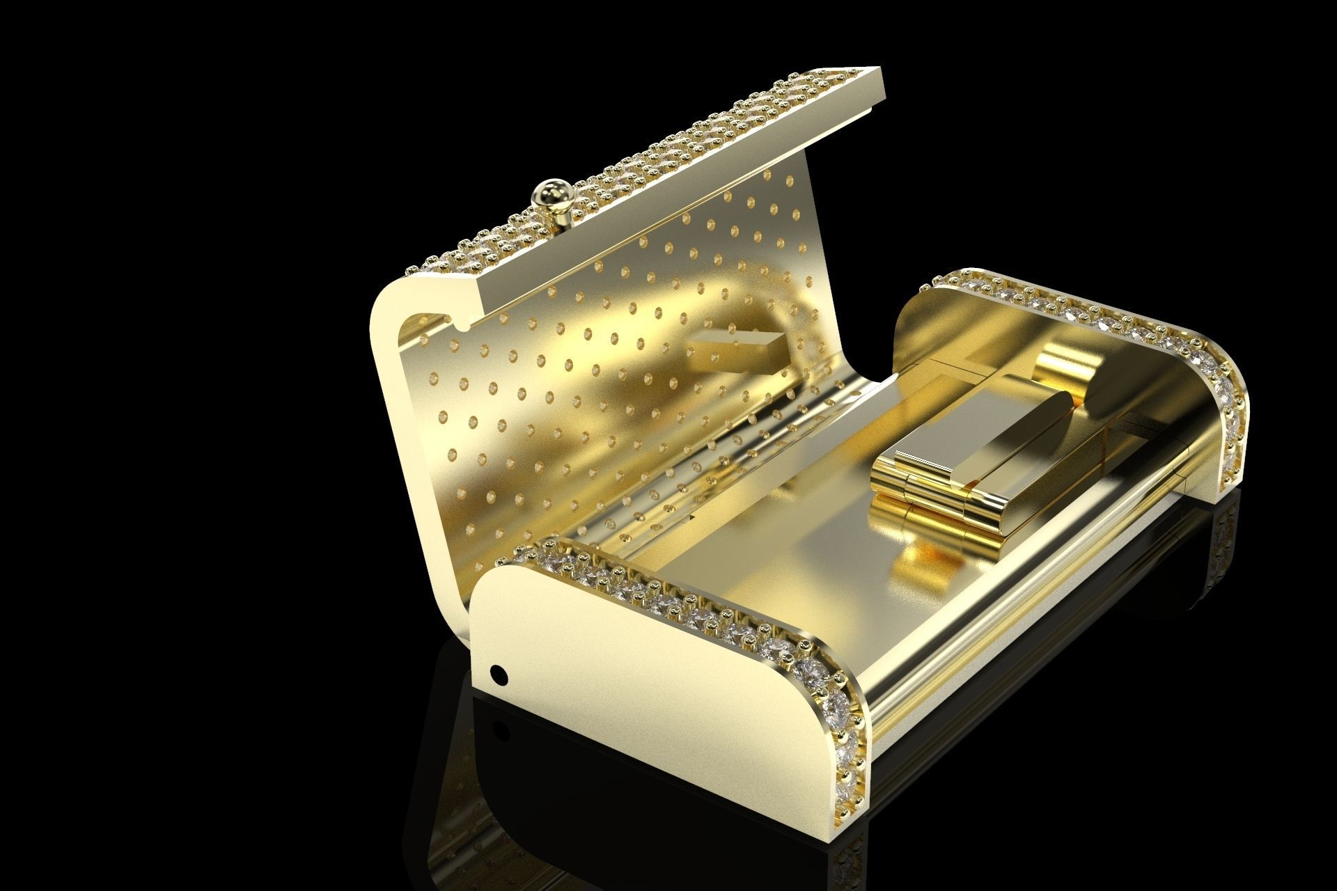 13mm X 1inch Cuban chain Lock  with two stones sizes models 3D print model_1