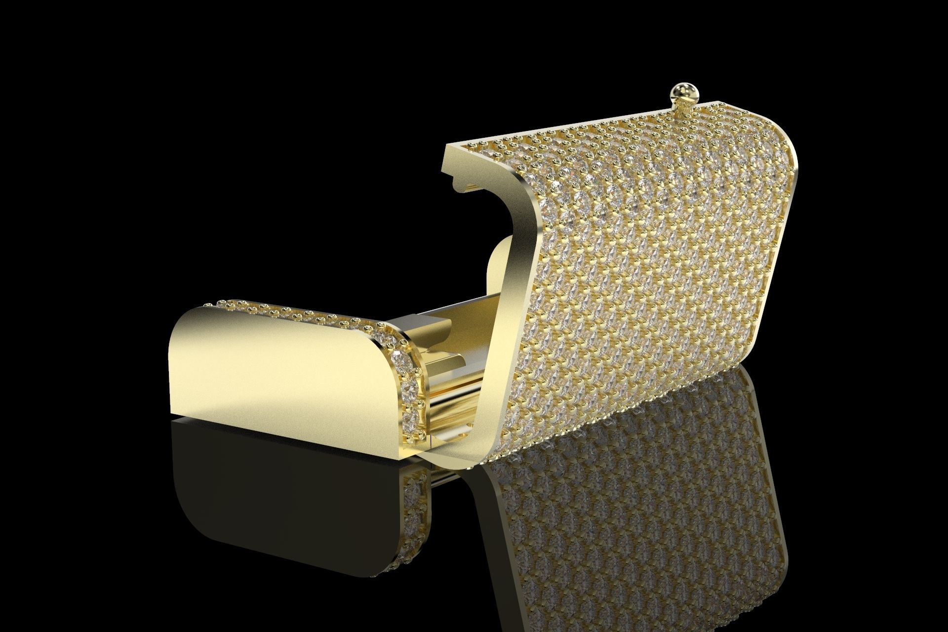 13mm X 1inch Cuban chain Lock  with two stones sizes models 3D print model_2