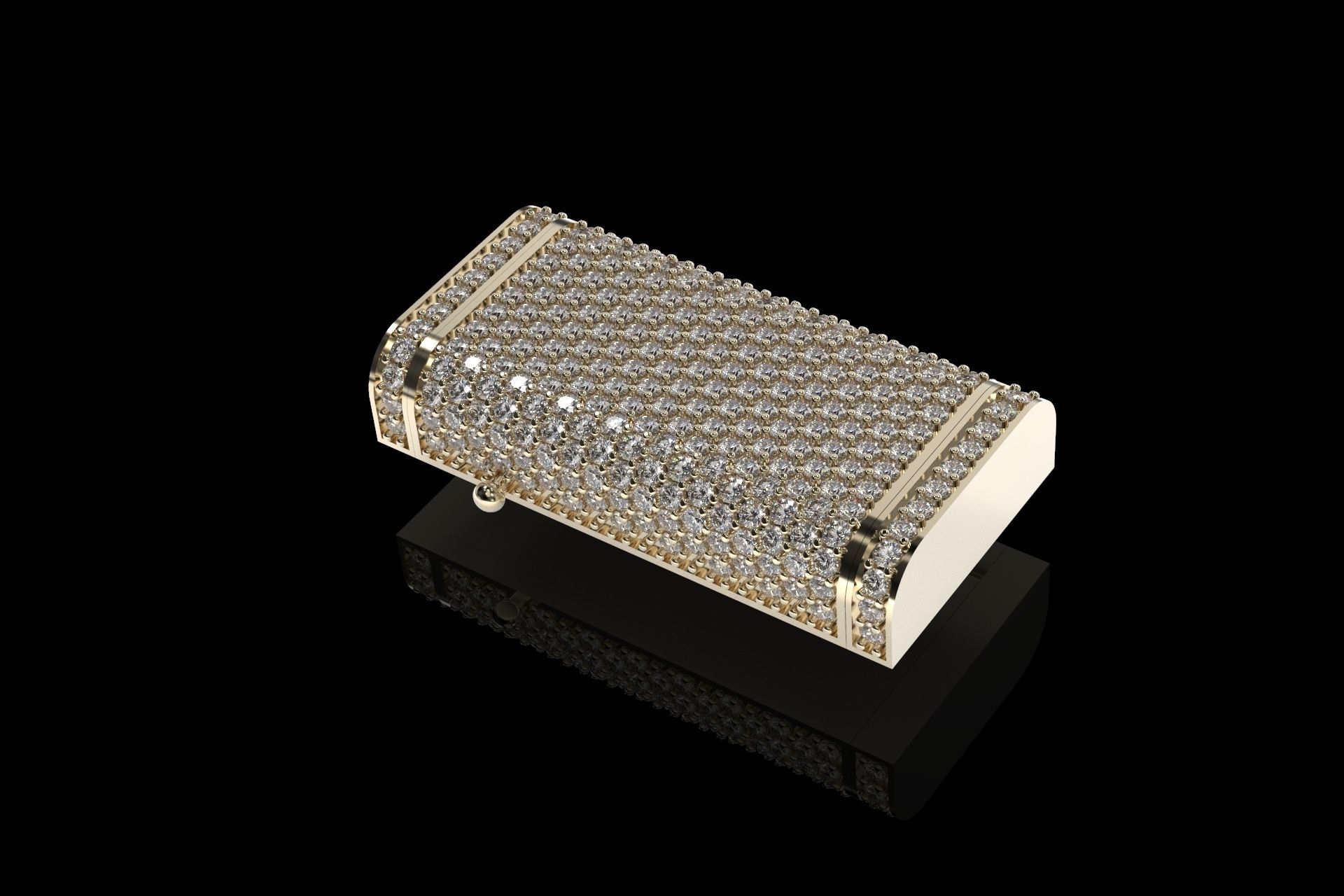 13mm X 1inch Cuban chain Lock  with two stones sizes models 3D print model_3