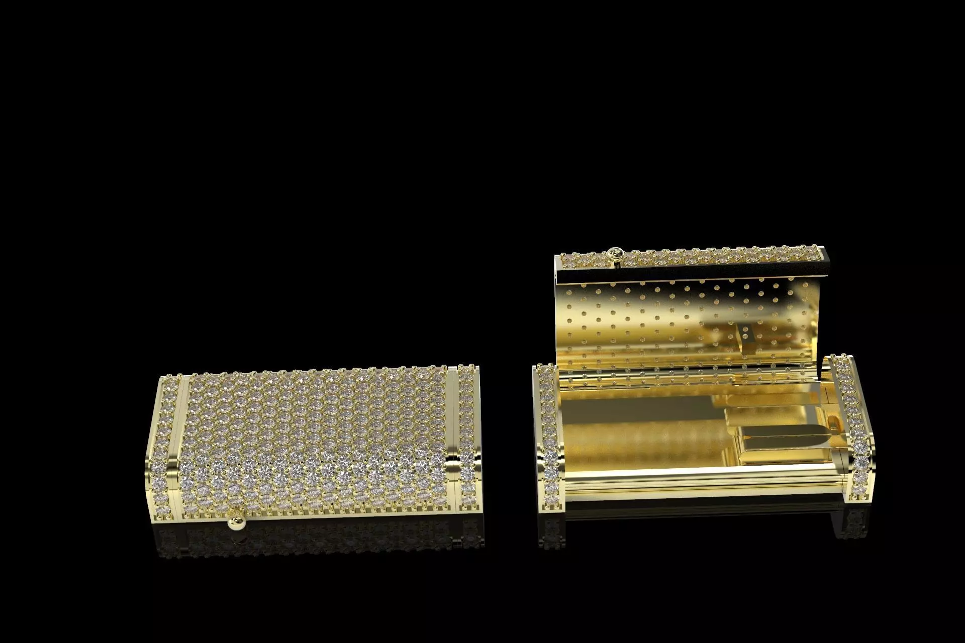 13mm X 1inch Cuban chain Lock  with two stones sizes models 3D print model_0