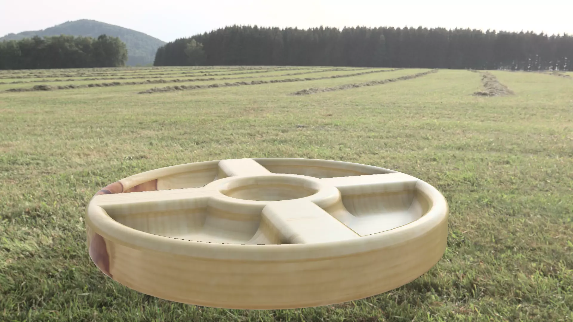 Chinese Style Wood Breakfast Plate STL OBJ FBX File CNC Free 3D print model_0