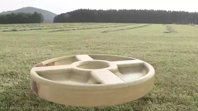 Chinese Style Wood Breakfast Plate STL OBJ FBX File CNC Free 3D print model