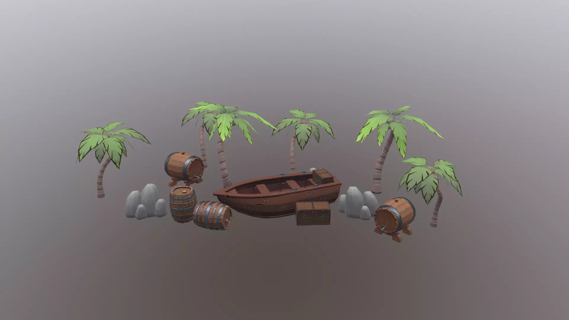 Low Poly Stylized tropical Asset Low-poly 3D model_0