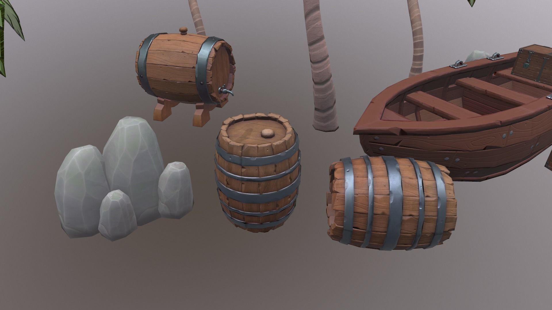 Low Poly Stylized tropical Asset Low-poly 3D model_4