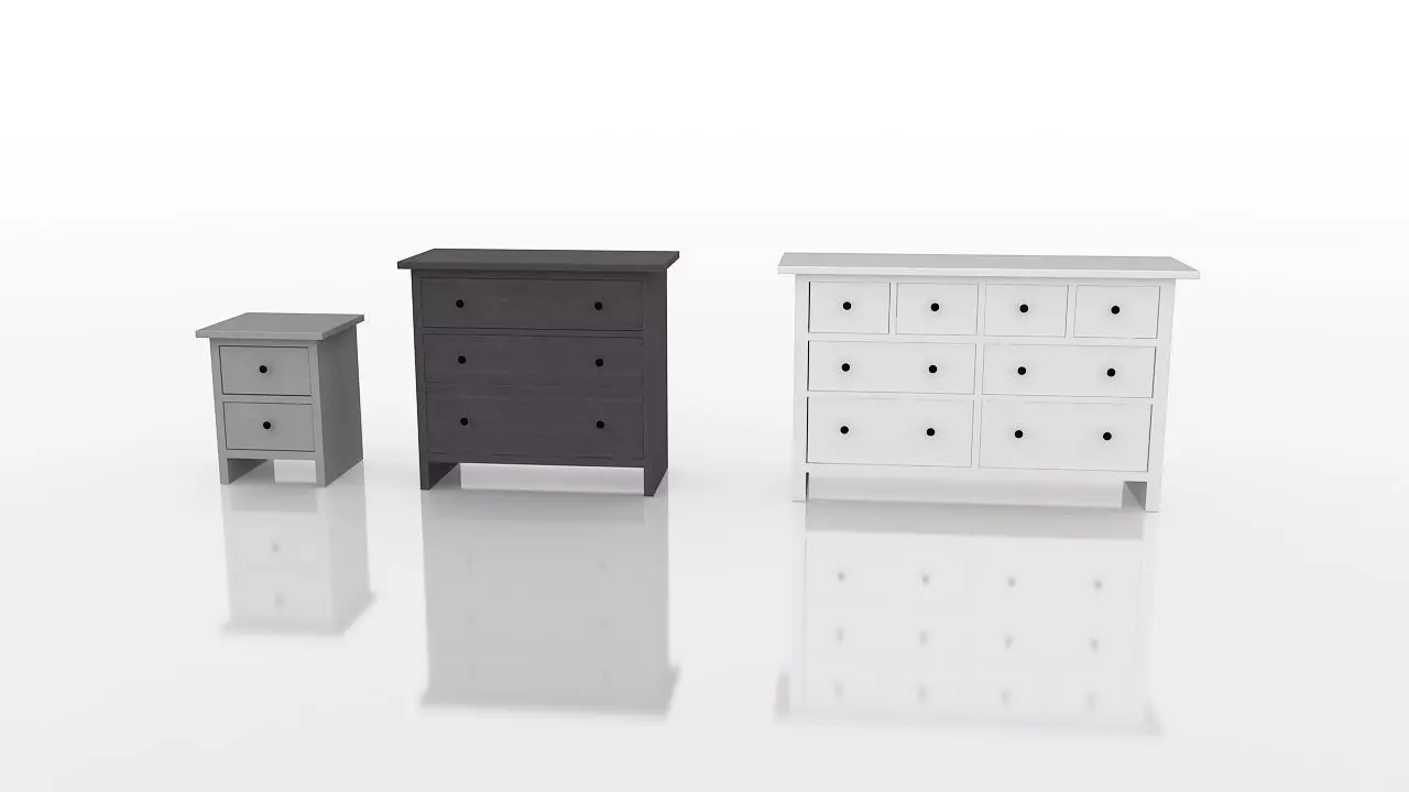Ikea HEMNES room furniture Free low-poly 3D model