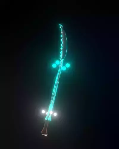 SPEAR DRAGON NAGINATA WITH SPEARS ON THE BACK AND ENERGY BALL