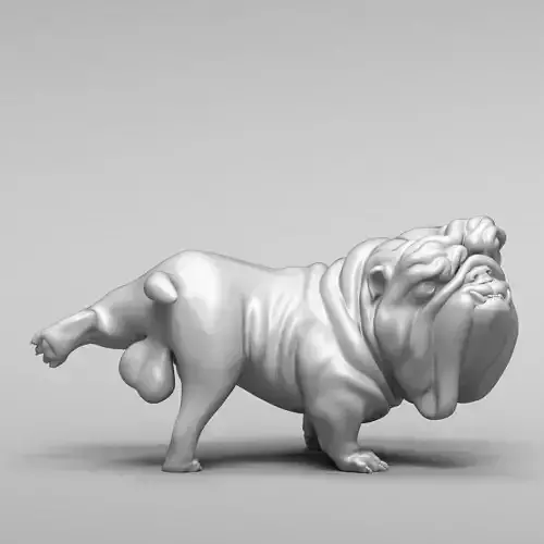 Funny pissing english bulldog 3D print model
