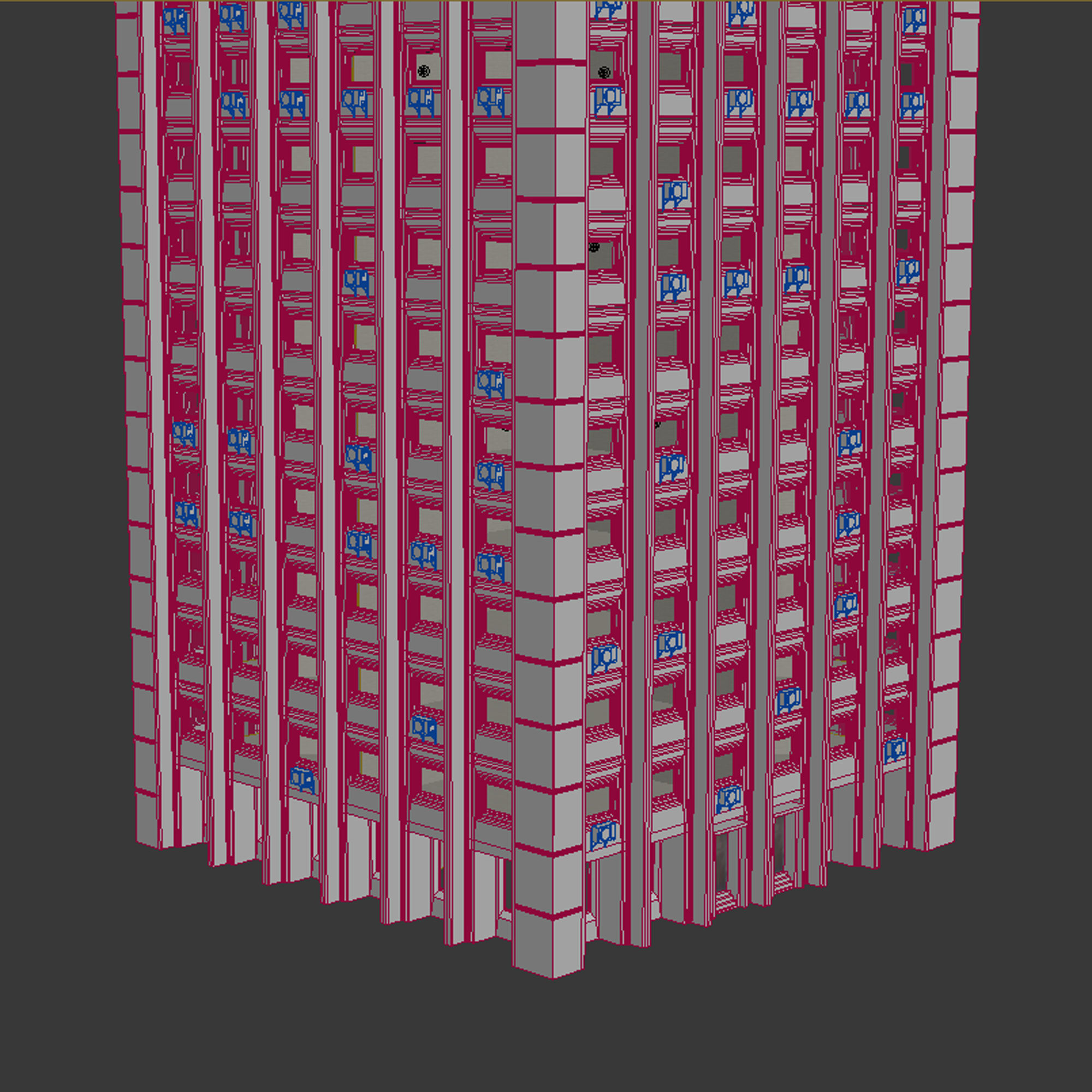 Building Skyscraper City Town Downtown Office Space Work Street Low-poly 3D model_8