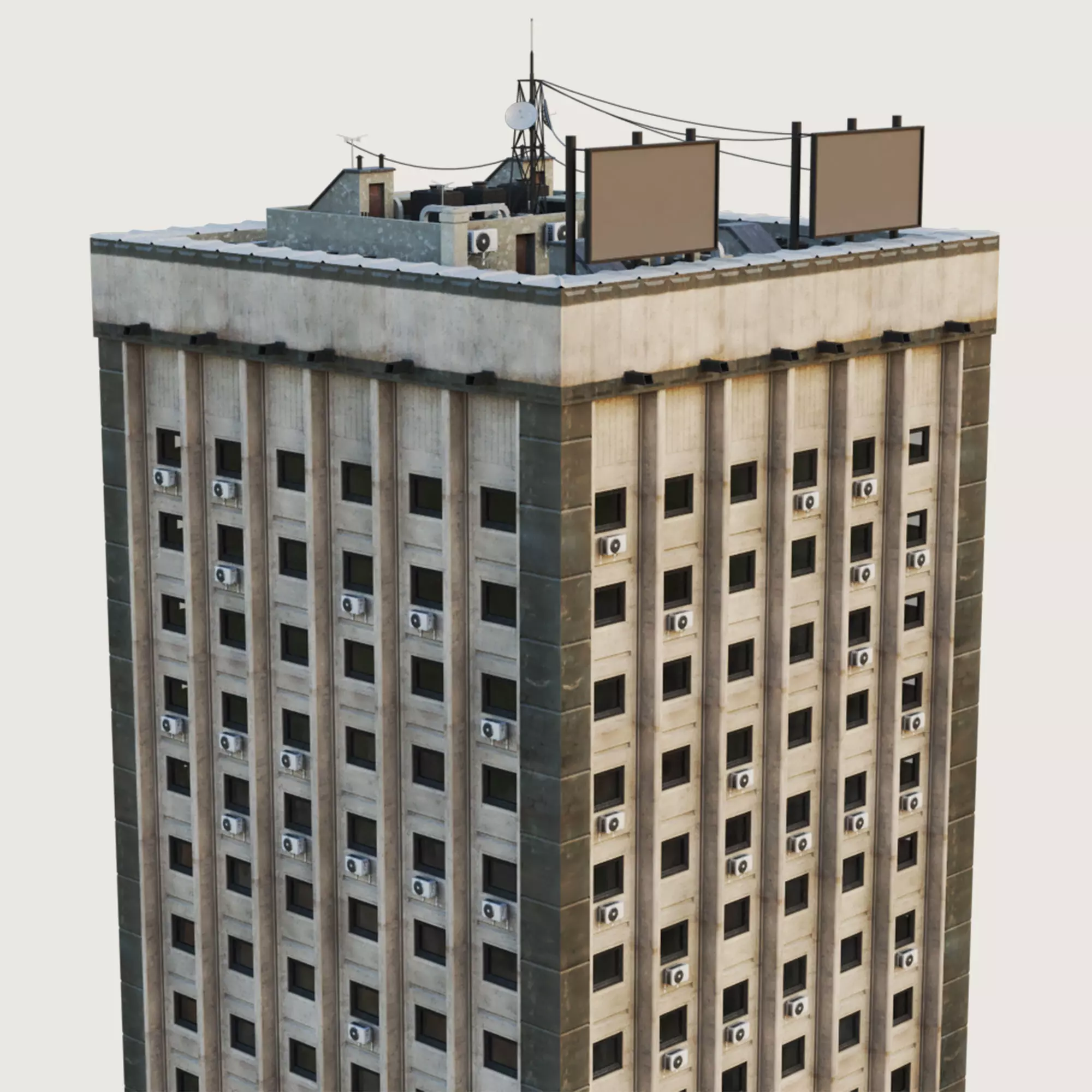 Building Skyscraper City Town Downtown Office Space Work Street Low-poly 3D model_0