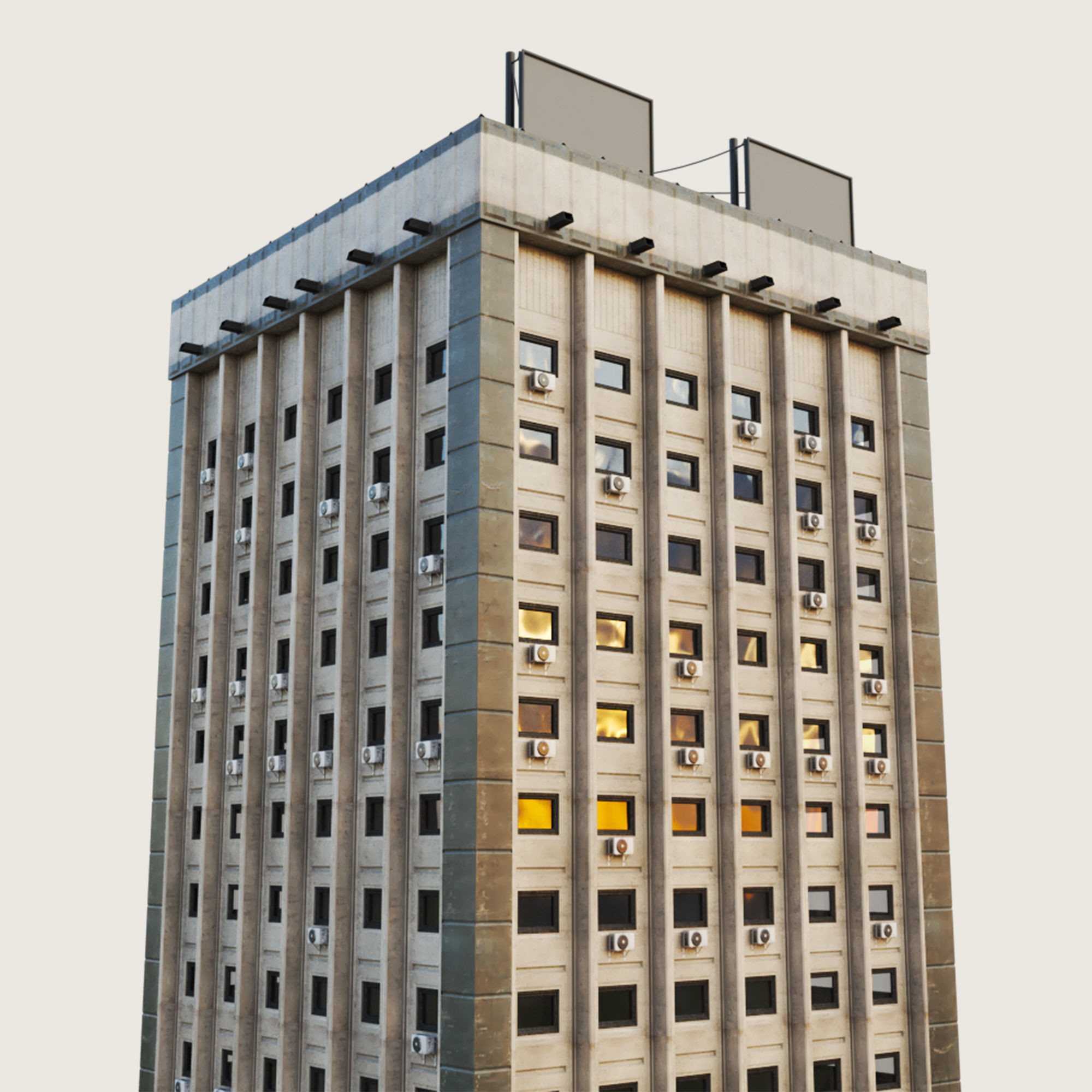 Building Skyscraper City Town Downtown Office Space Work Street Low-poly 3D model_4