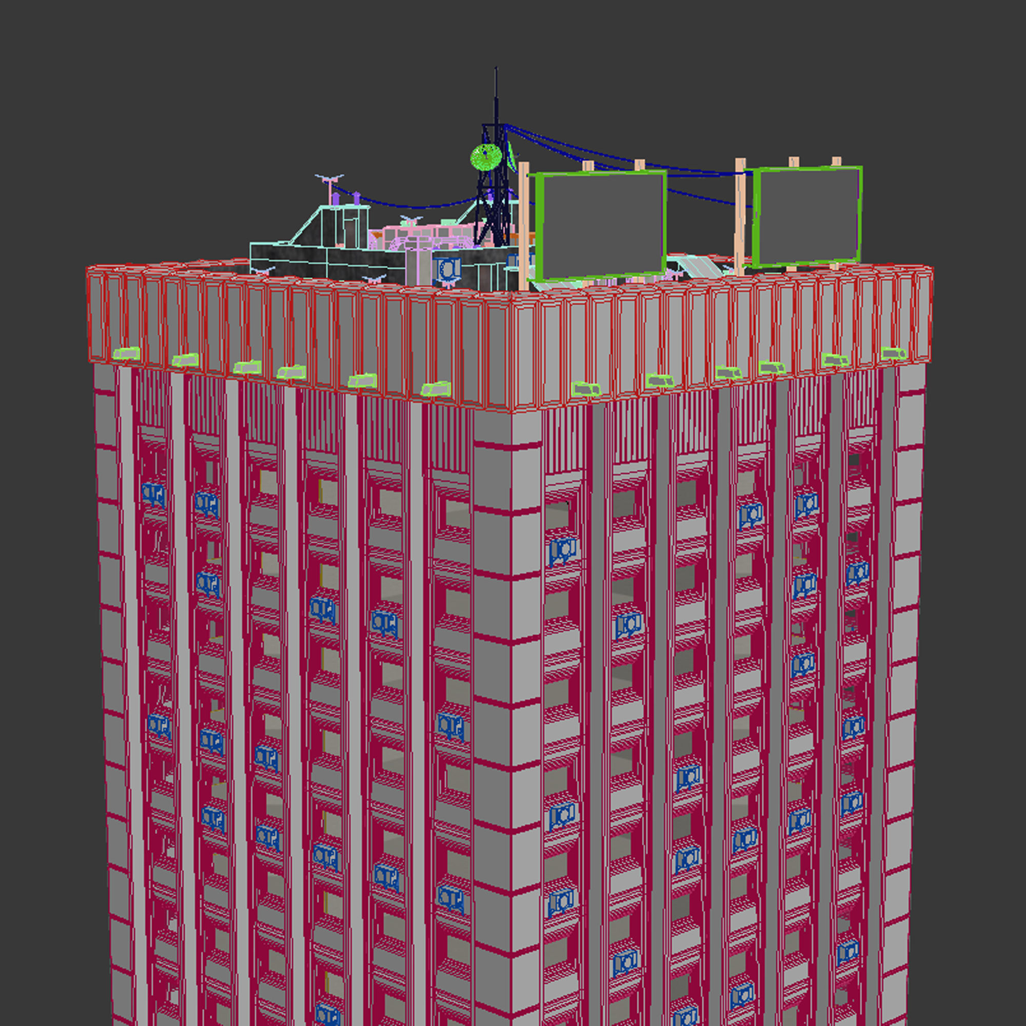Building Skyscraper City Town Downtown Office Space Work Street Low-poly 3D model_7