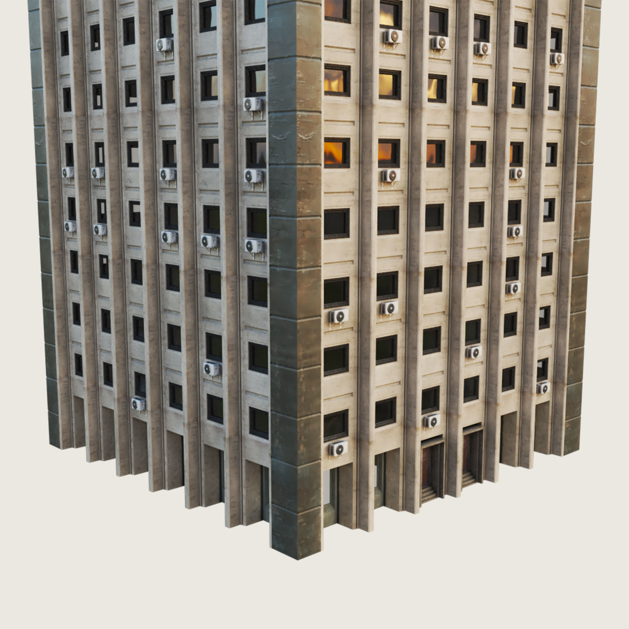 Building Skyscraper City Town Downtown Office Space Work Street Low-poly 3D model_5