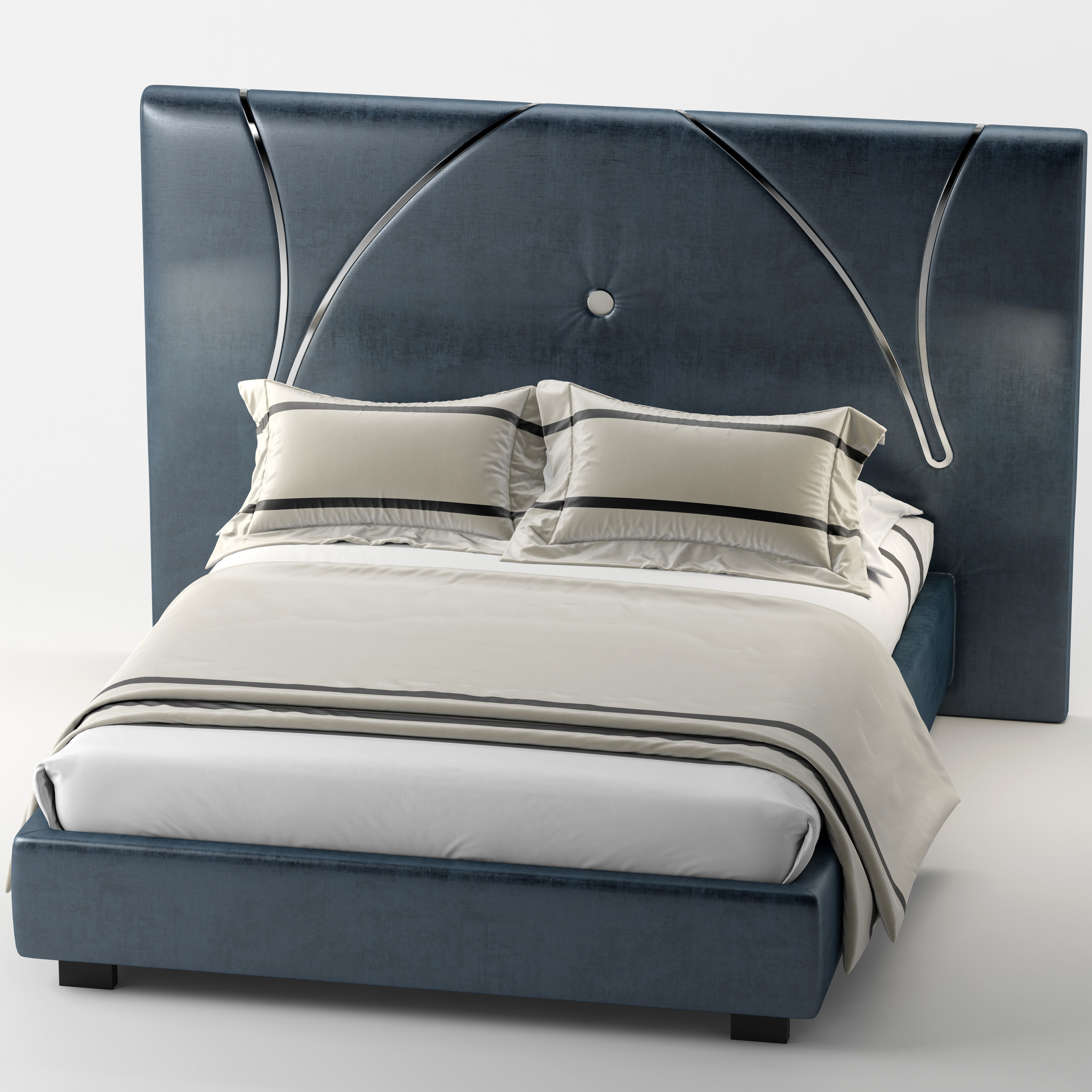 Modern double bed 3D model_1