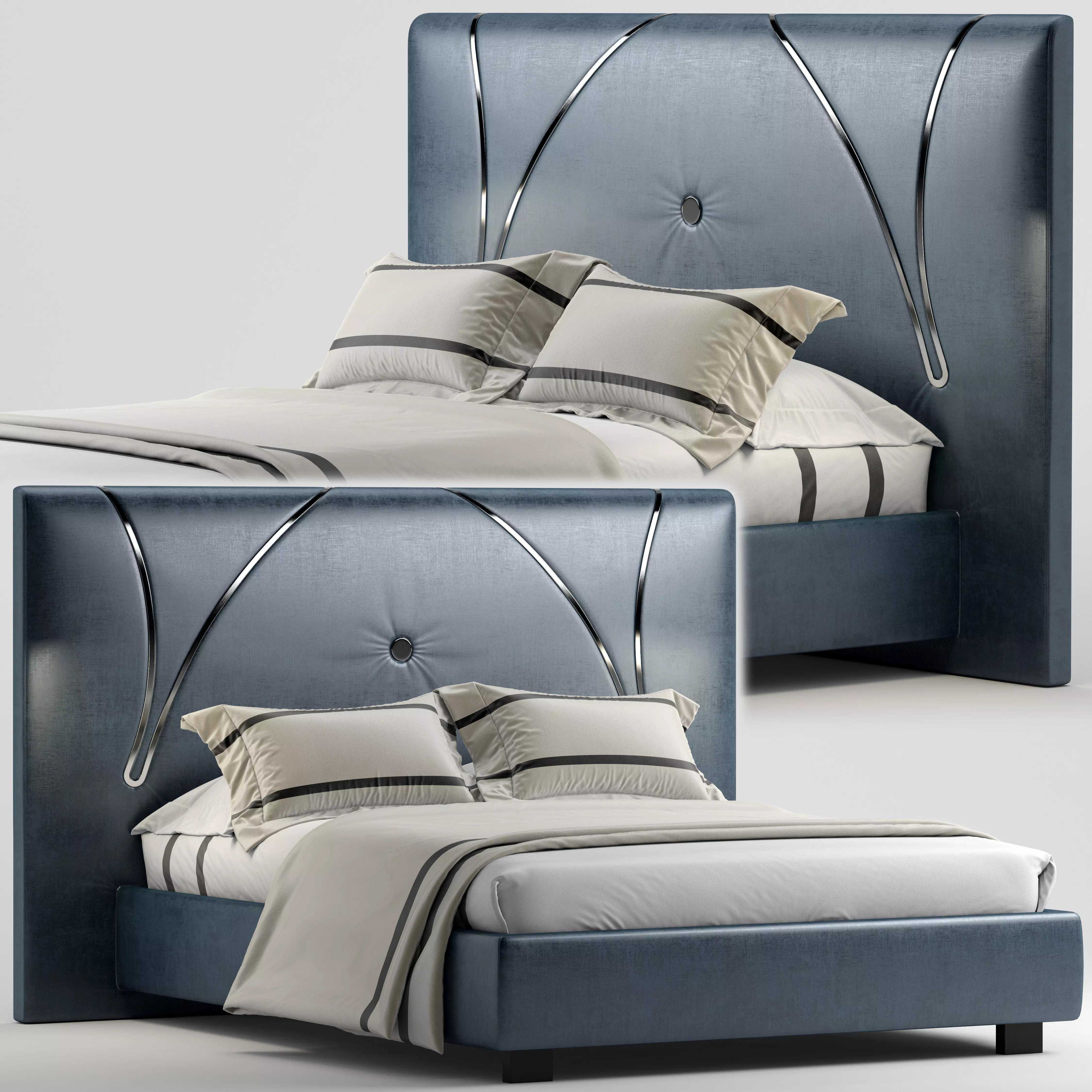 Modern double bed 3D model_0