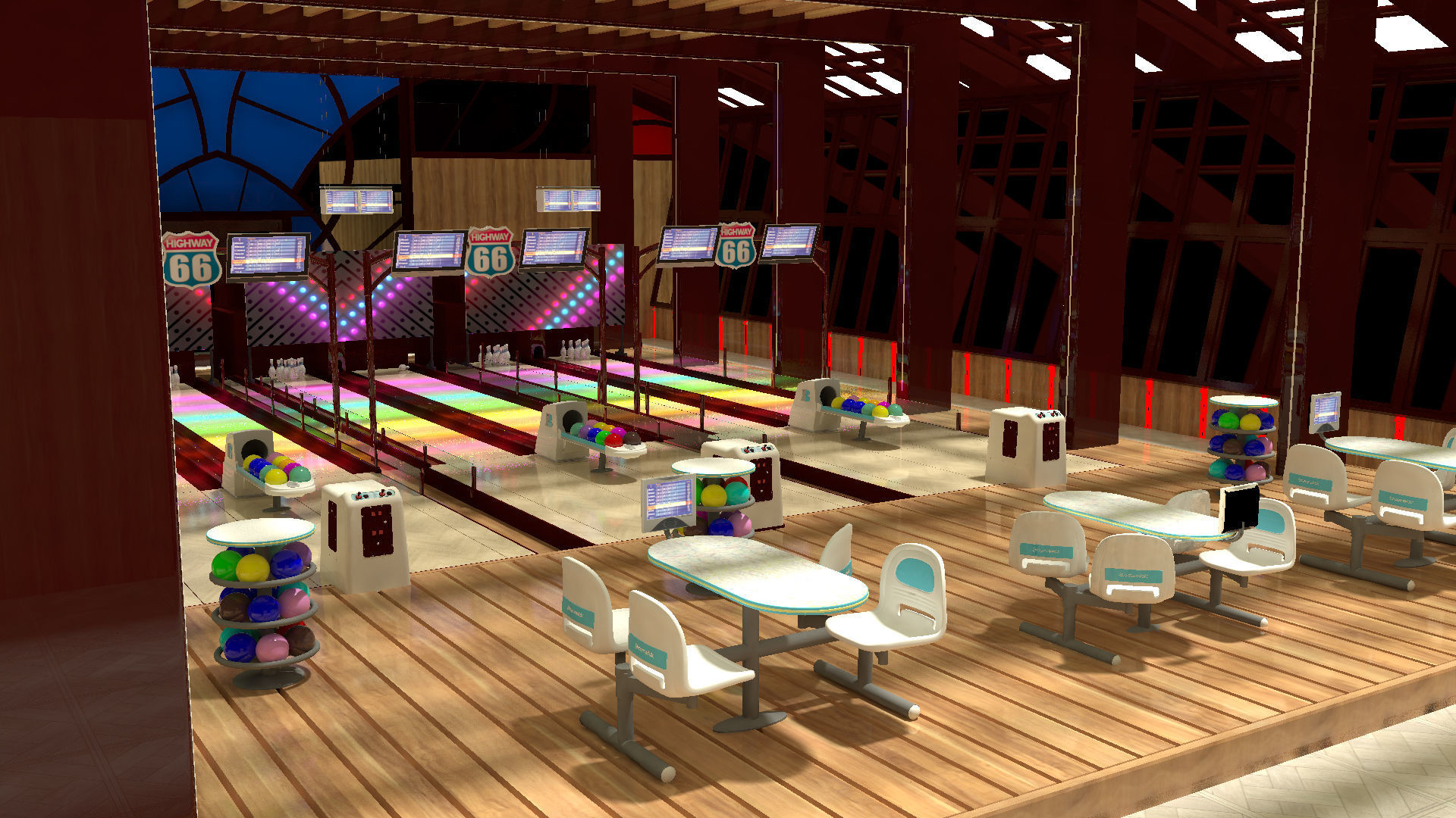 Bowling alley 3D model_7