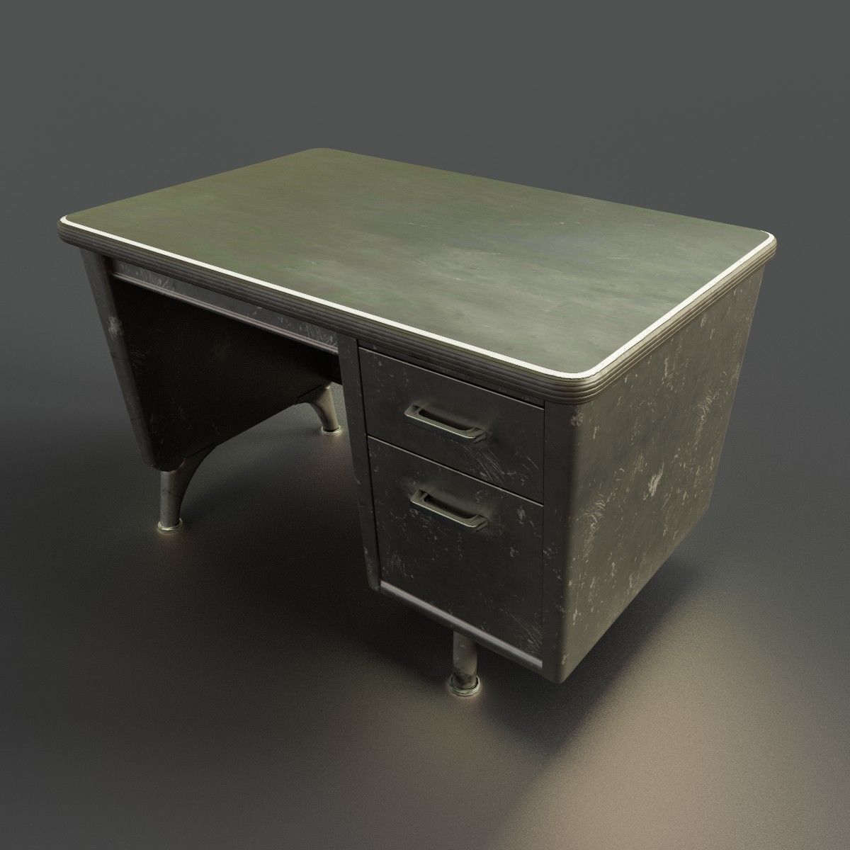 Old Retro Metal Table Low-poly 3D model_4
