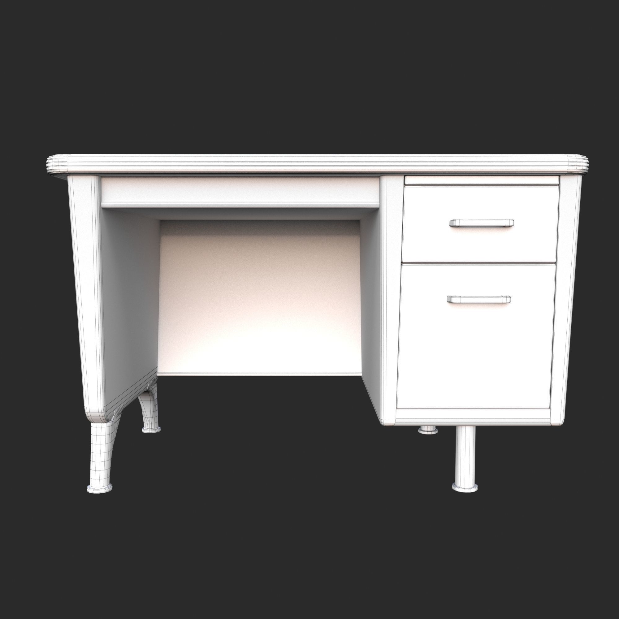 Old Retro Metal Table Low-poly 3D model_8