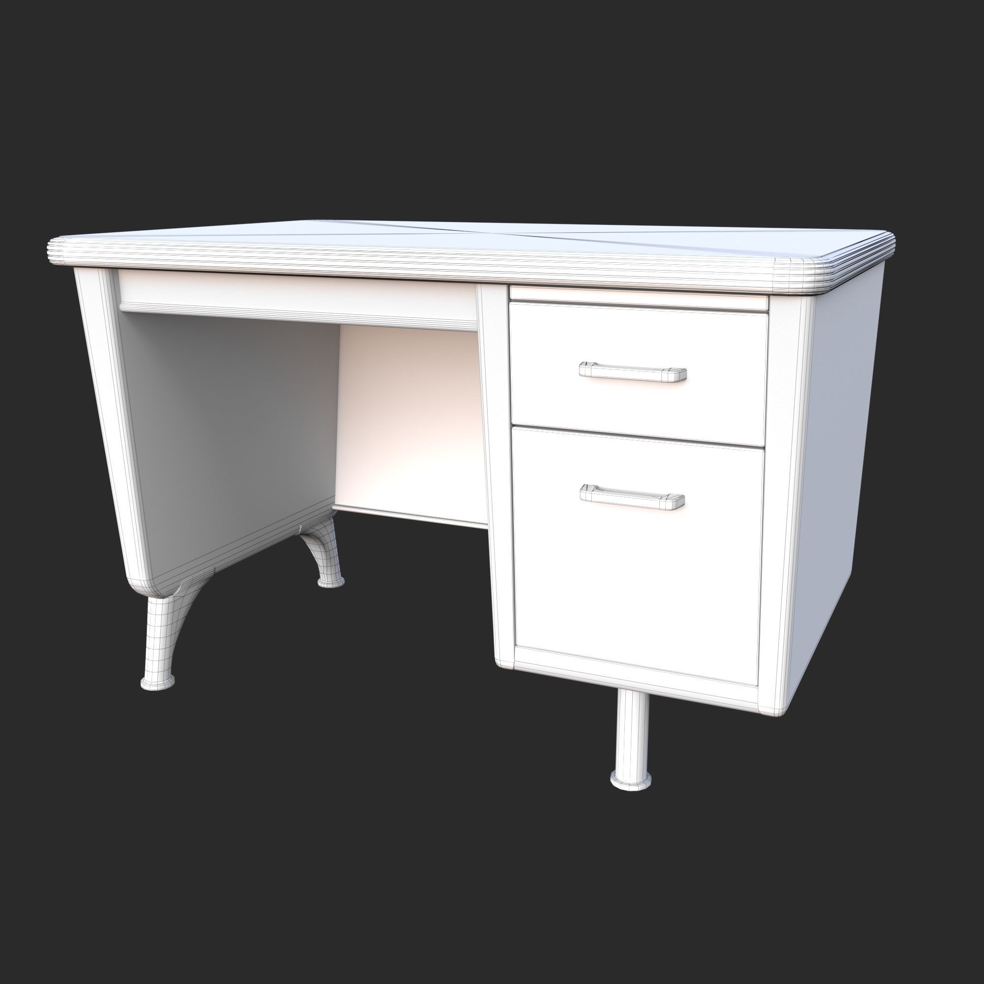 Old Retro Metal Table Low-poly 3D model_7