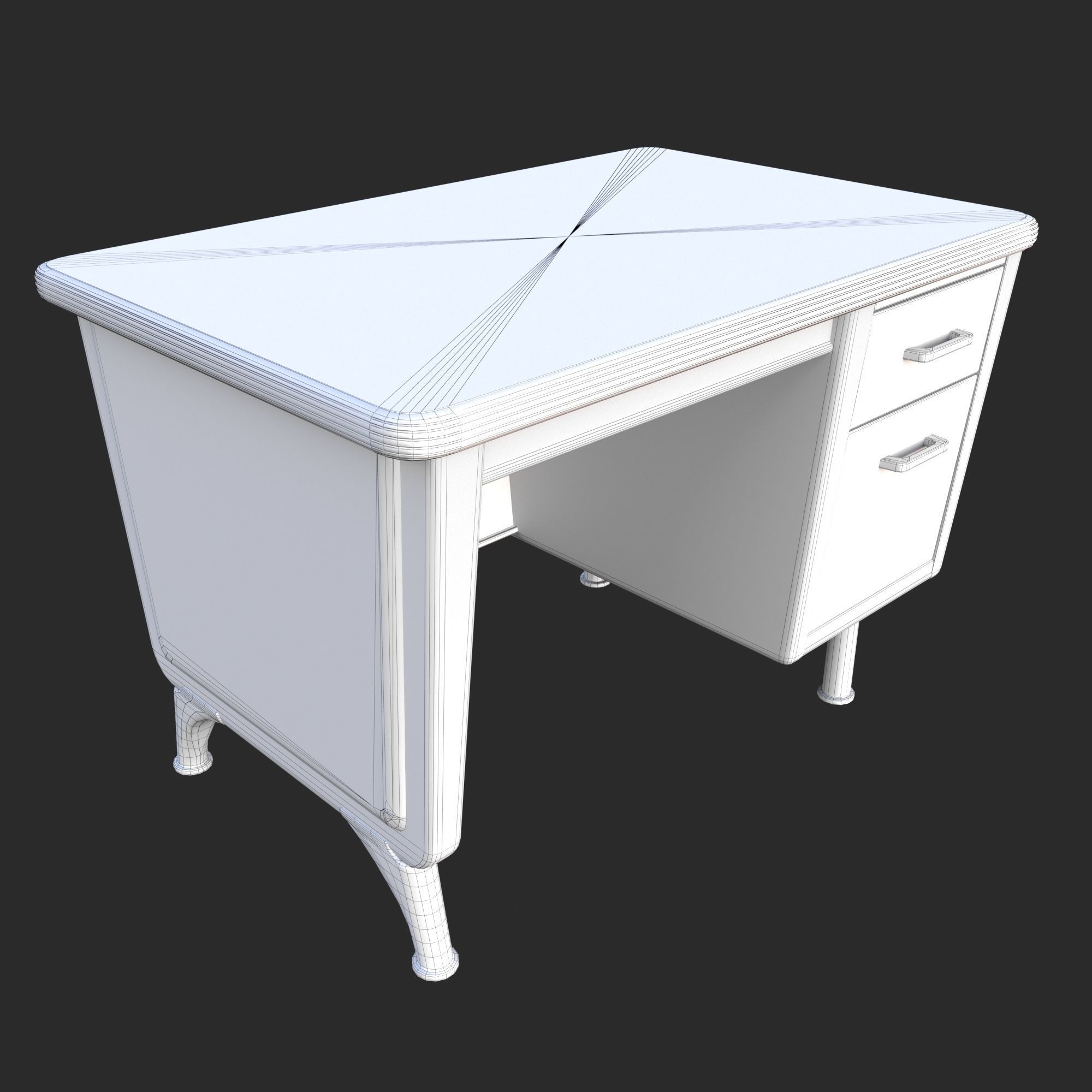 Old Retro Metal Table Low-poly 3D model_9
