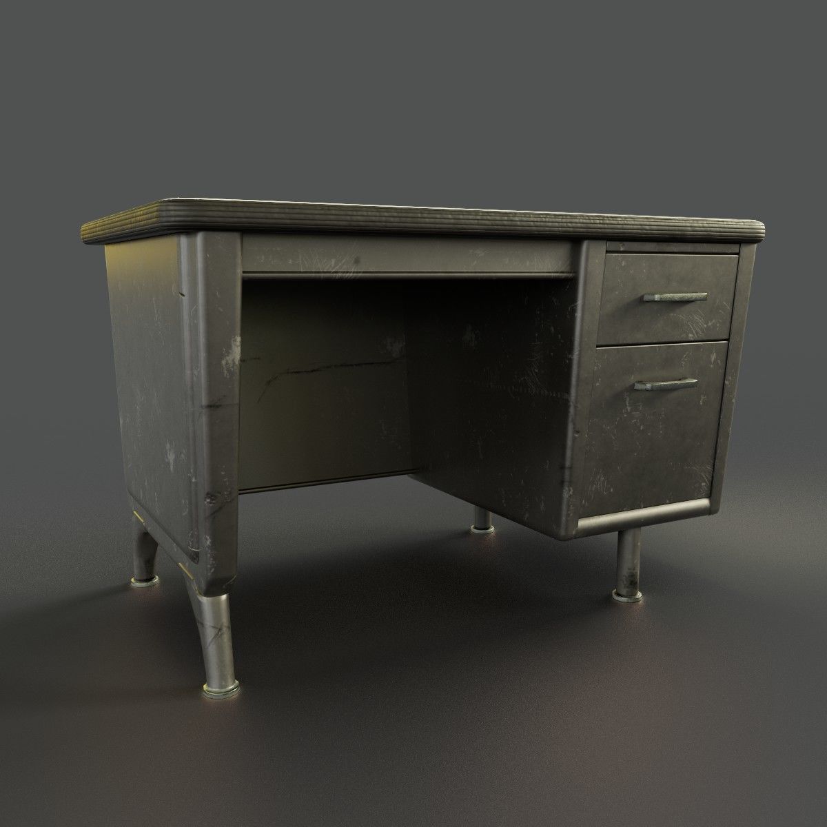 Old Retro Metal Table Low-poly 3D model_3
