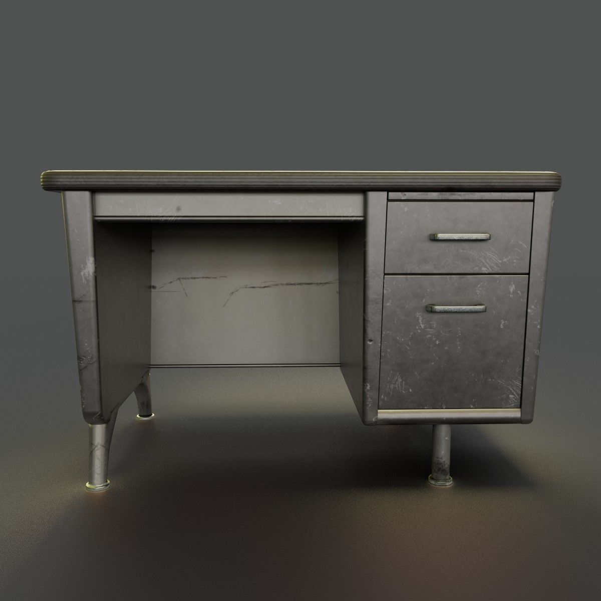 Old Retro Metal Table Low-poly 3D model_1