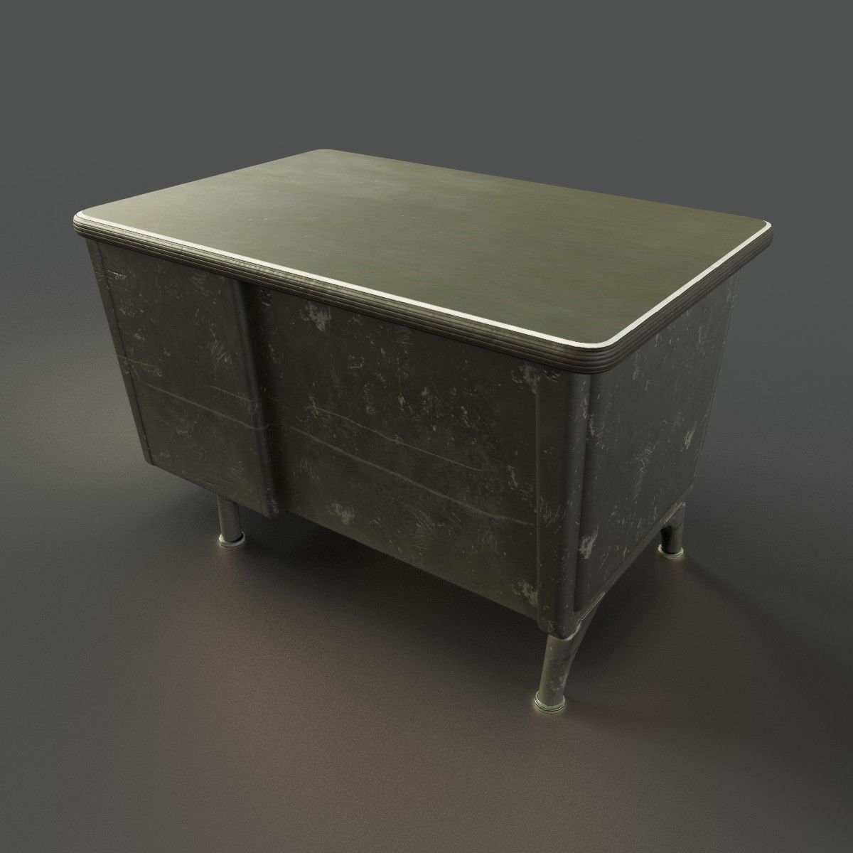 Old Retro Metal Table Low-poly 3D model_5