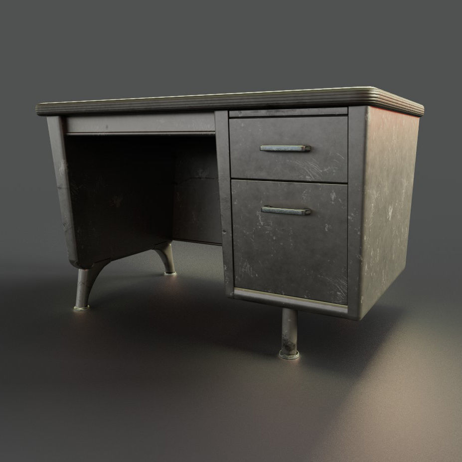 Old Retro Metal Table Low-poly 3D model_2