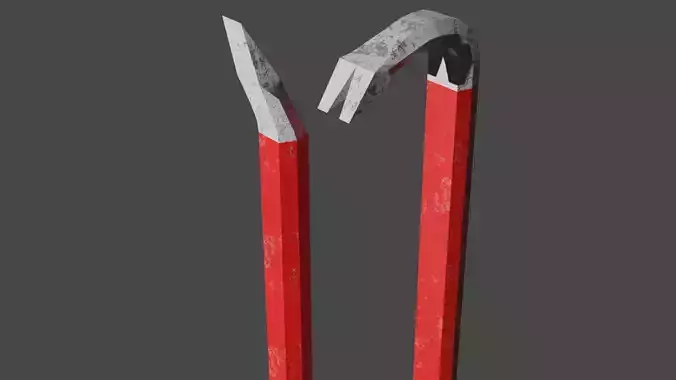 PBR Low-poly Crowbar 3D Model pair