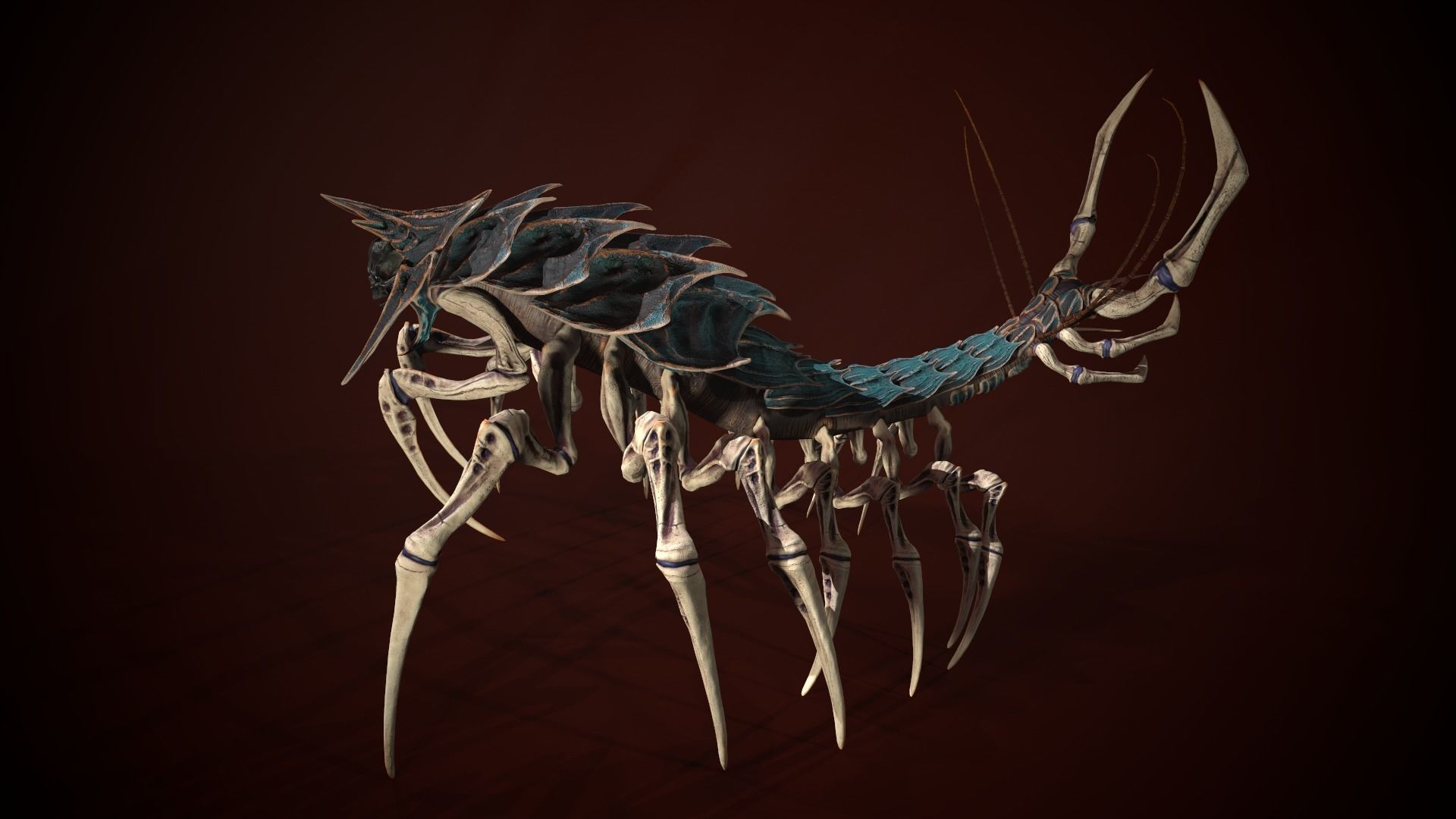 Centipede scull Low-poly 3D model_18