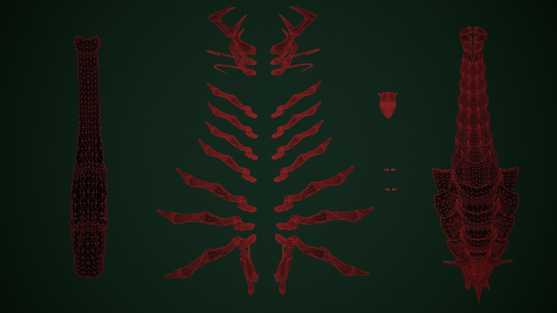Centipede scull Low-poly 3D model_24