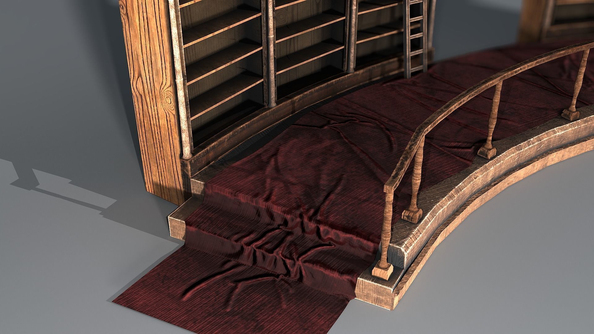 Book Shelf Low-poly 3D model_4