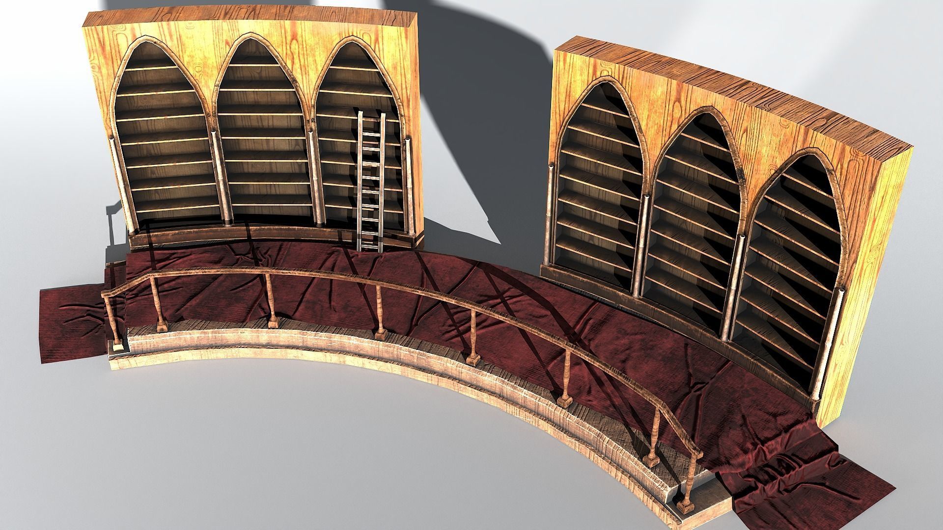 Book Shelf Low-poly 3D model_3