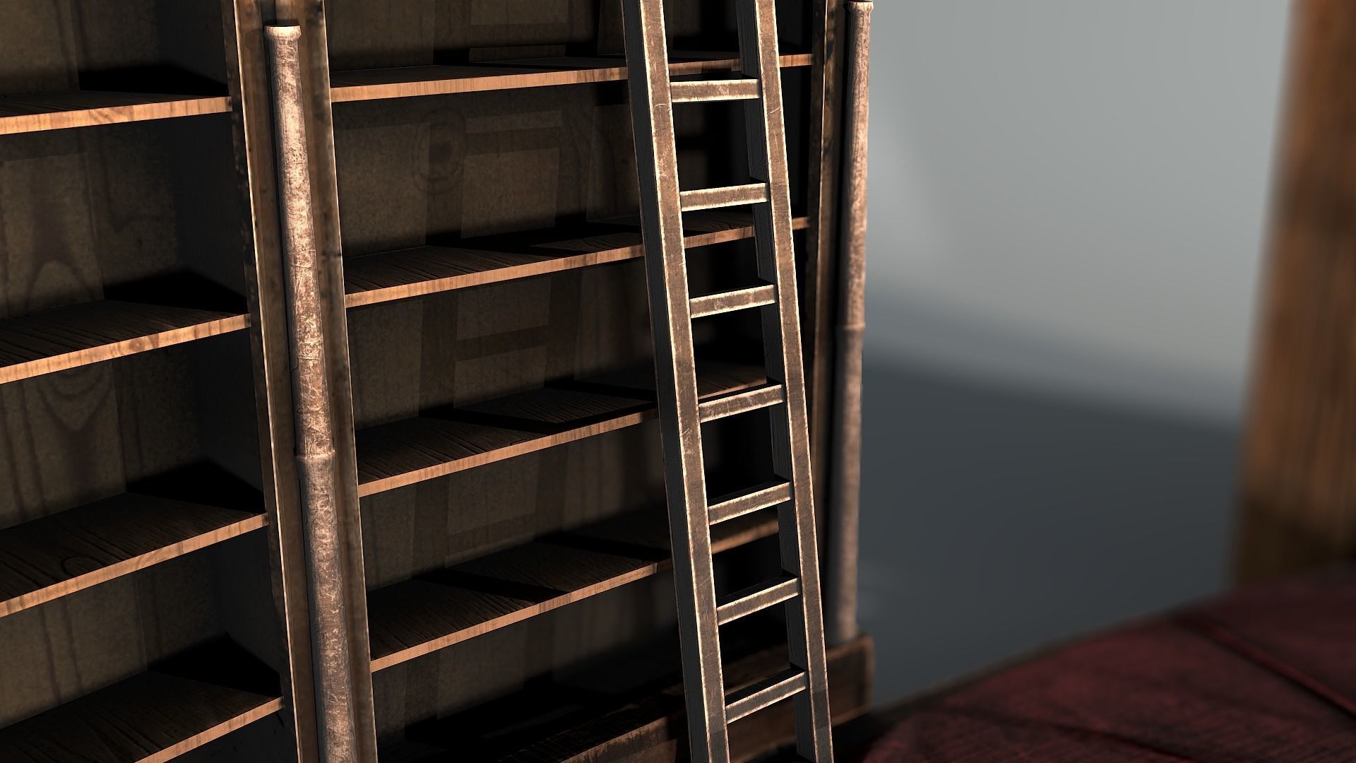 Book Shelf Low-poly 3D model_5