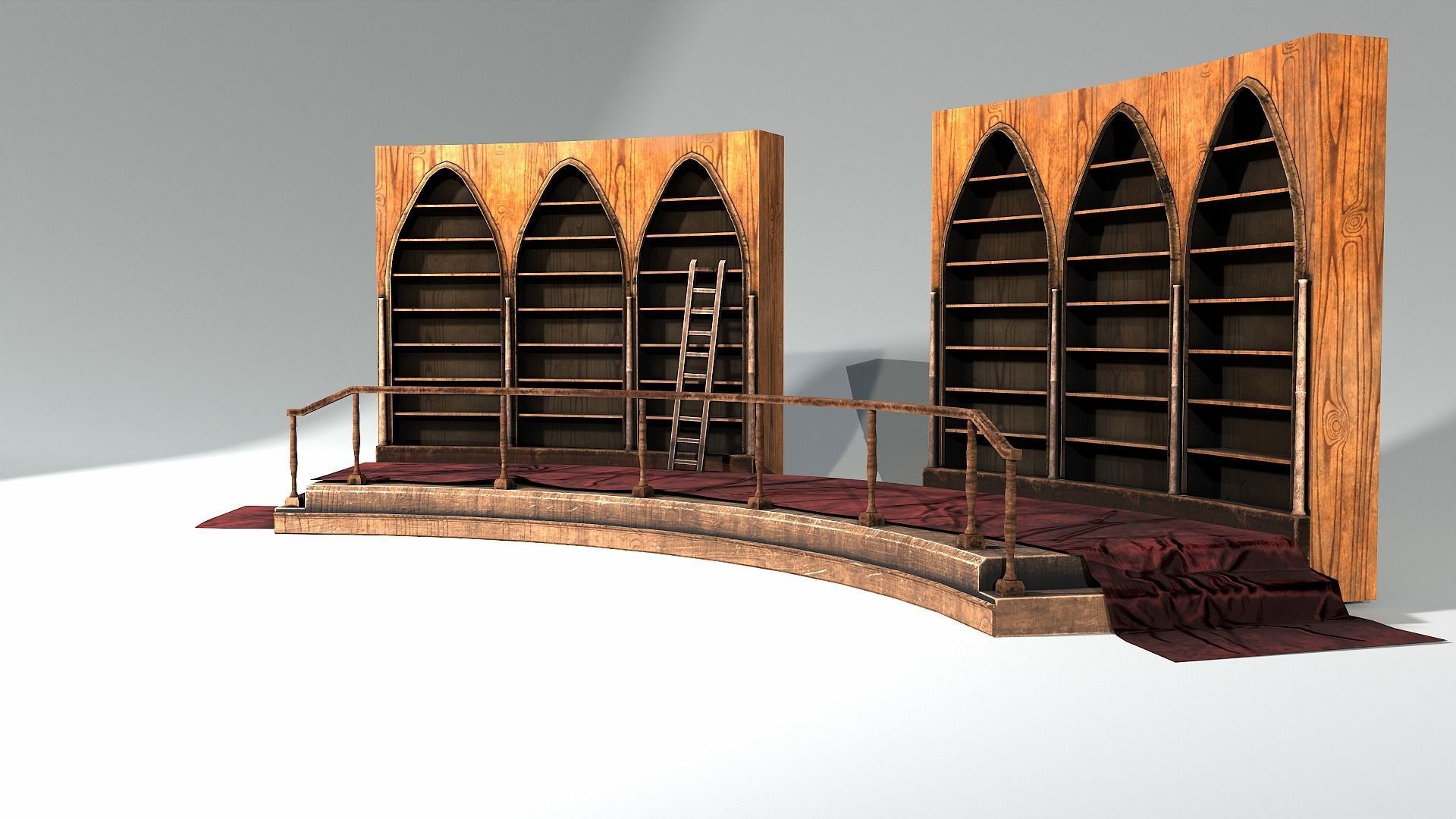 Book Shelf Low-poly 3D model_1