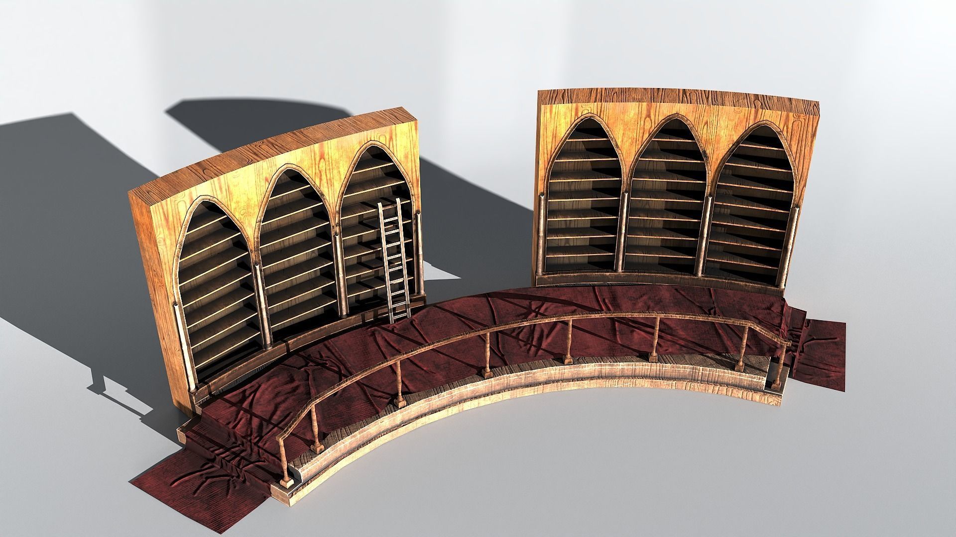 Book Shelf Low-poly 3D model_7